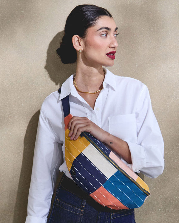 Organic Cotton Checkered Sling Bag