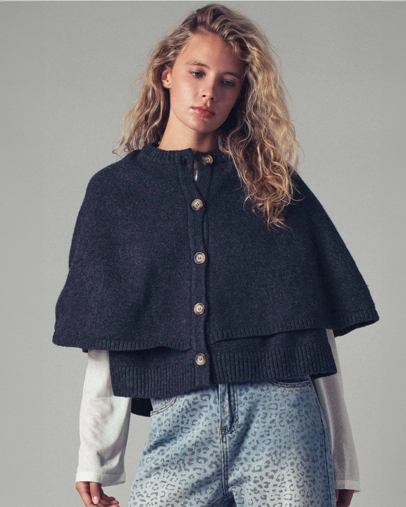 Charcoal Wool Blend Cape