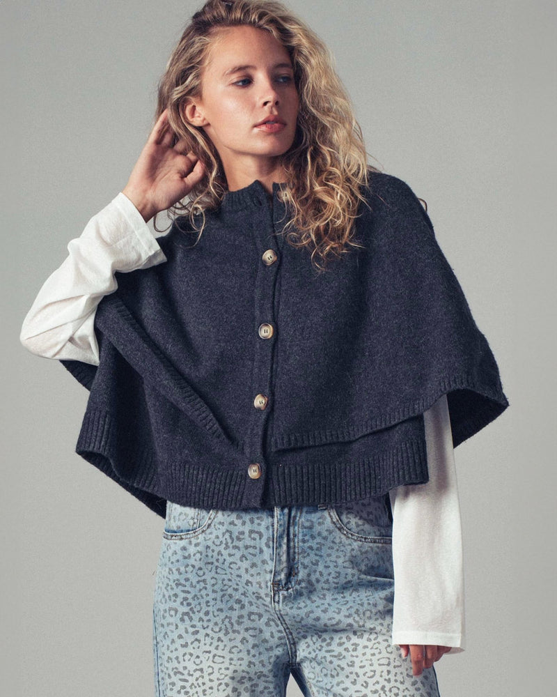Charcoal Wool Blend Cape
