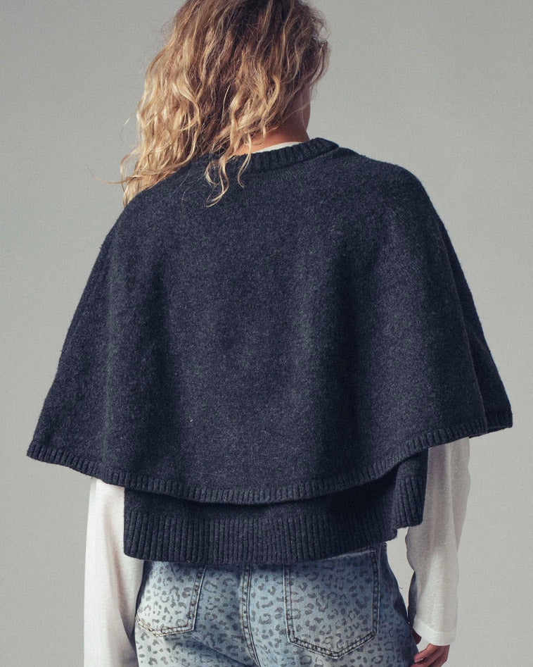 Charcoal Wool Blend Cape