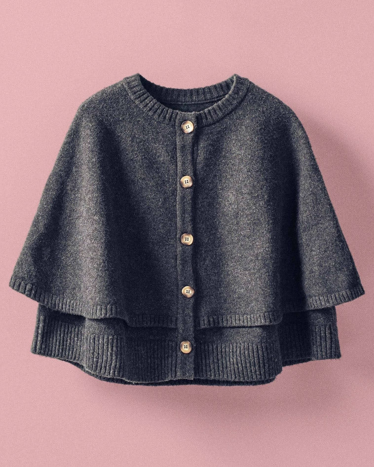 Charcoal Wool Blend Cape