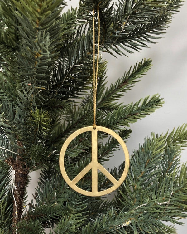 Choose Peace Brass Holiday Ornament