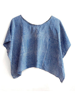 Block Printed Indigo Breezy Crop Top