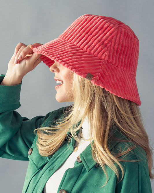 Pink Wide Whale Corduroy Bucket Hat | by SuperLoved