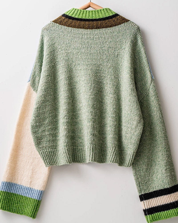 Color Block Cropped Sweater