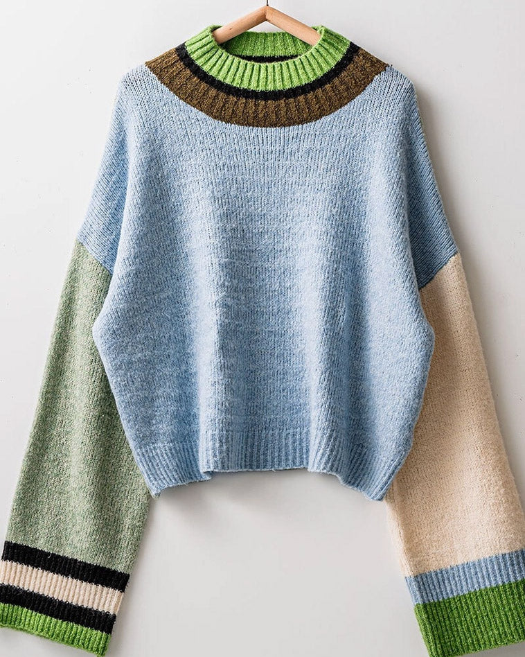 Color Block Cropped Sweater