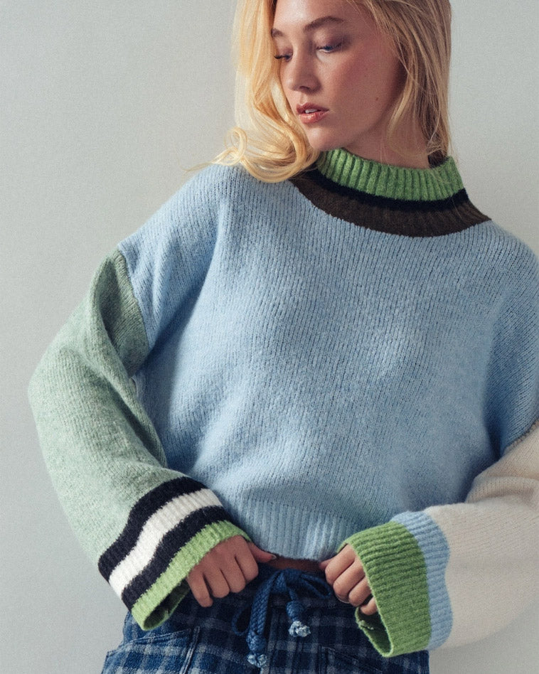 Color Block Cropped Sweater