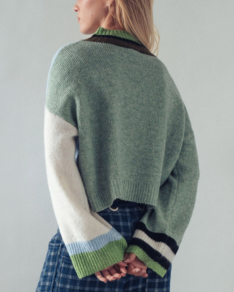 Color Block Cropped Sweater