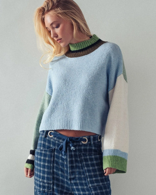 Color Block Cropped Sweater