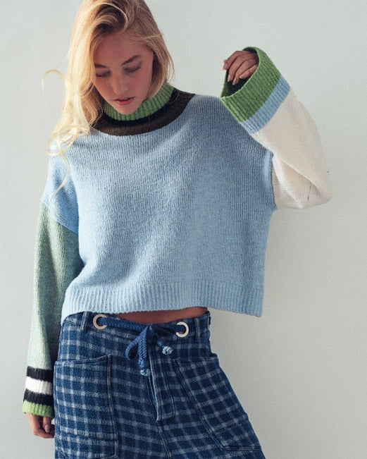 Color Block Cropped Sweater