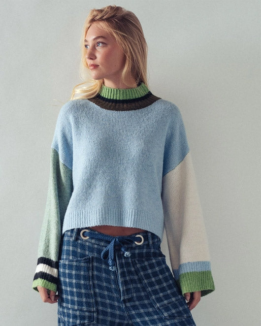 Color Block Cropped Sweater