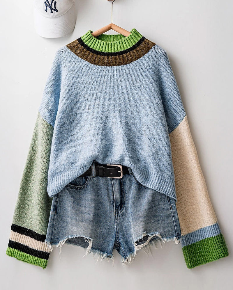 Color Block Cropped Sweater