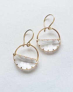 Crystal Cut Glass Half Moon Drop Earrings