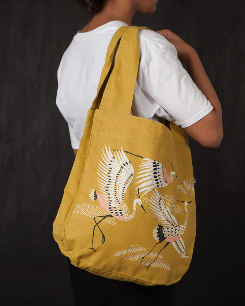 Gold Flying Crane Tote