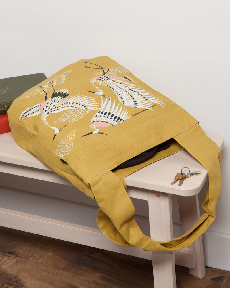 Gold Flying Crane Tote