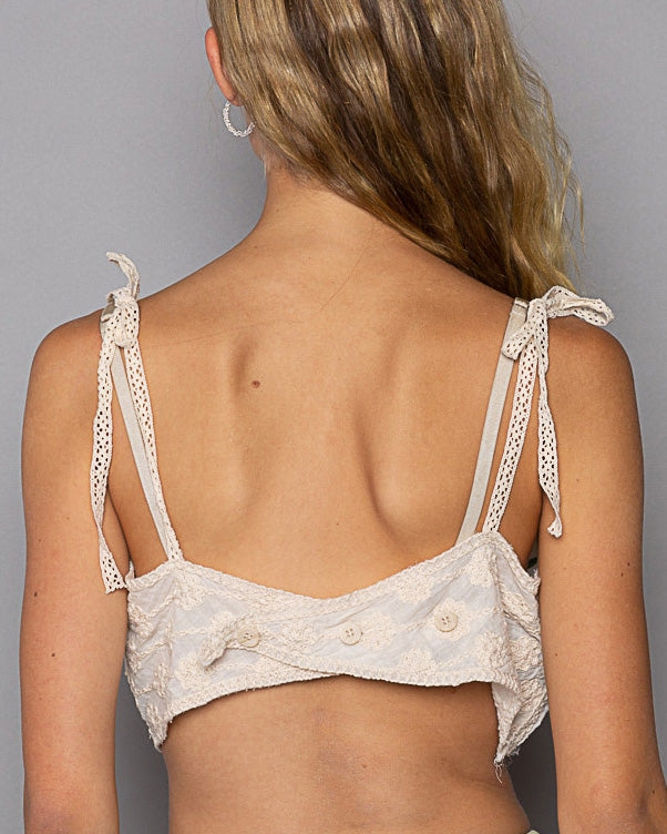 Cropped Cotton Embroidered Cami