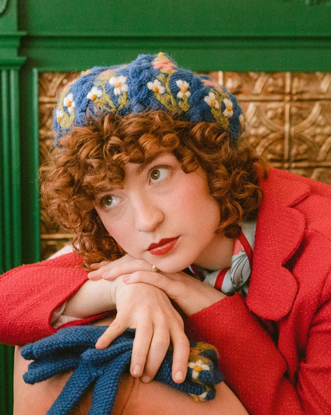 Lapis Floral Wool Beret