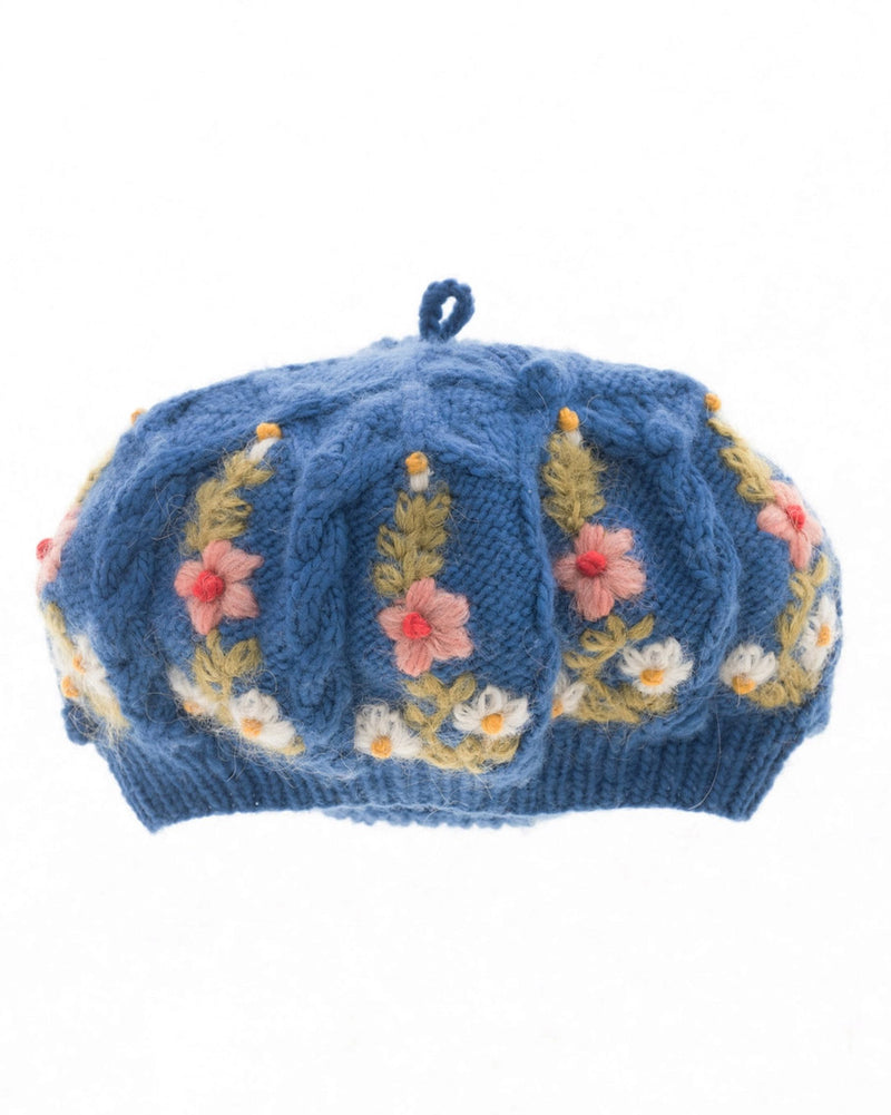 Lapis Floral Wool Beret