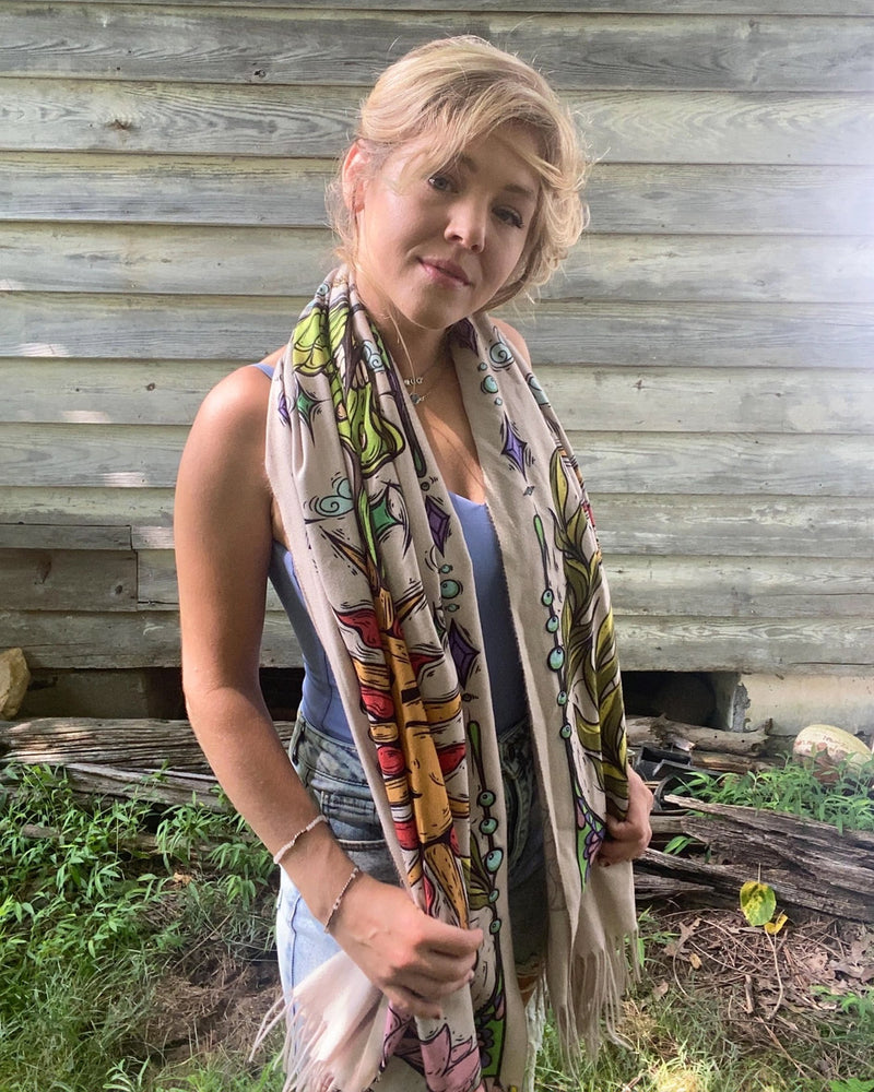 Sun and Luna Moth Pashmina