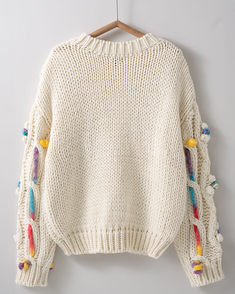 Cable Fisherman Sweater w/ Multi-Color Ropes