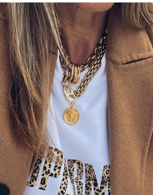 Coin Statement Necklace in Gold or Silver