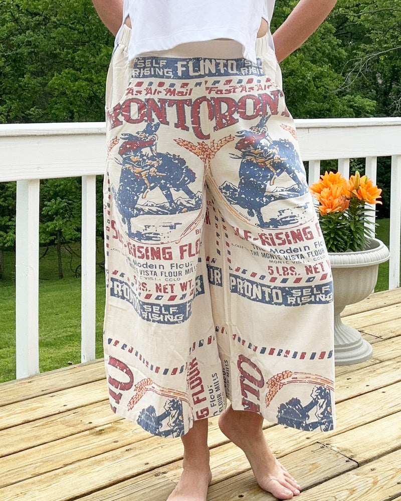 Heirloom Flour Sack Wide Leg Pants