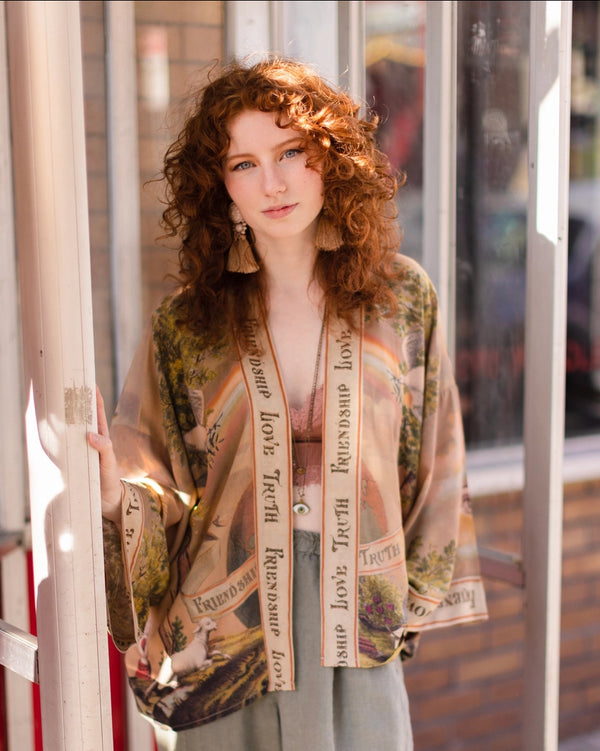 Friendship, Love, and Truth Cropped Kimono