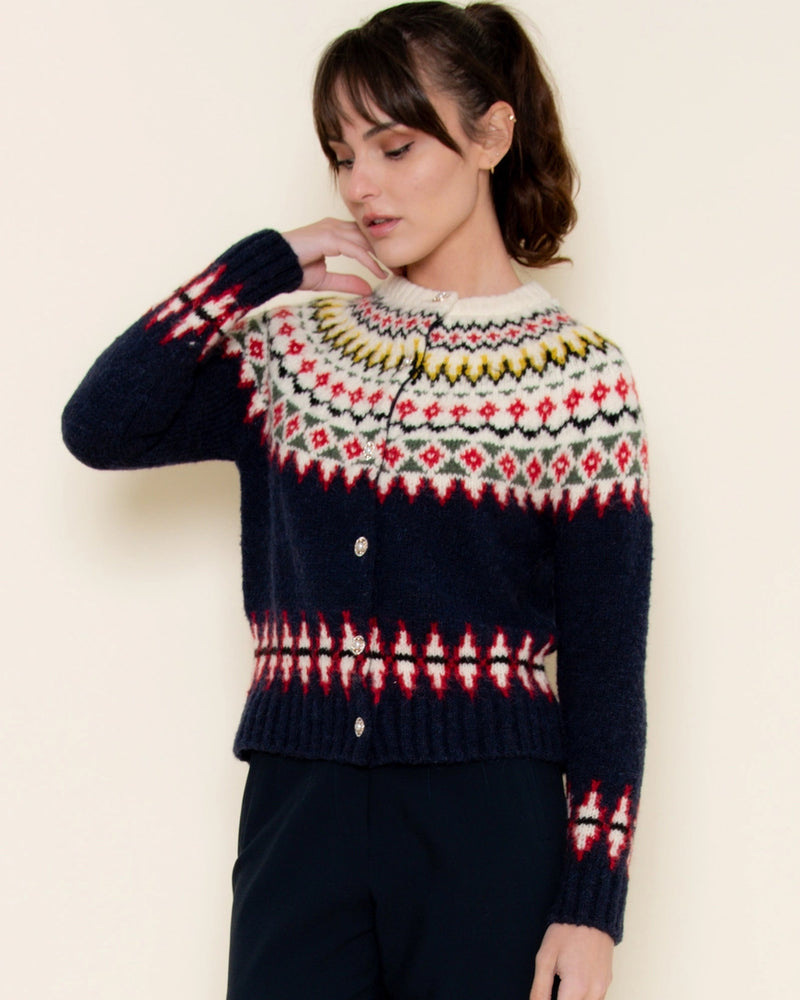 Navy Fair Isle Cardigan