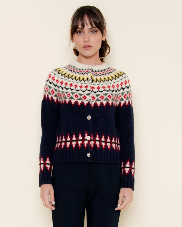 Navy Fair Isle Cardigan