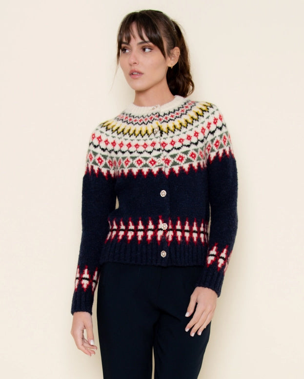 Navy Fair Isle Cardigan