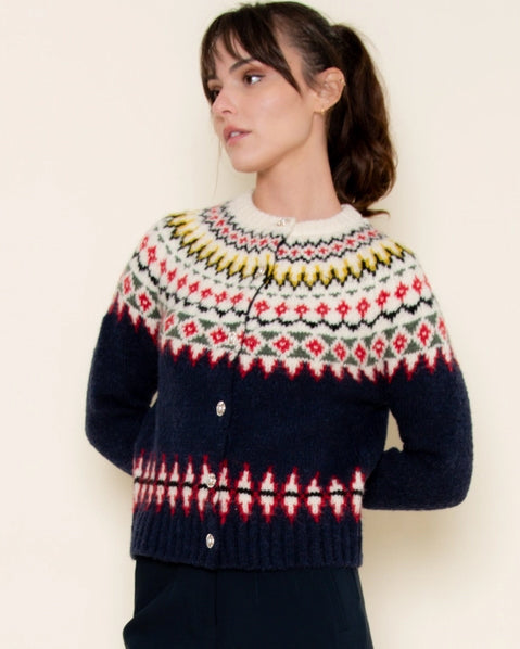 Navy Fair Isle Cardigan