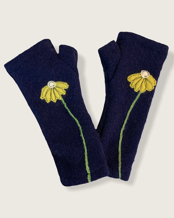 Fingerless Cashmere Gloves-Coneflower