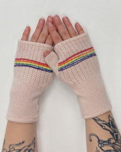Baby Pink Handmade Recycled Cashmere Fingerless Gloves