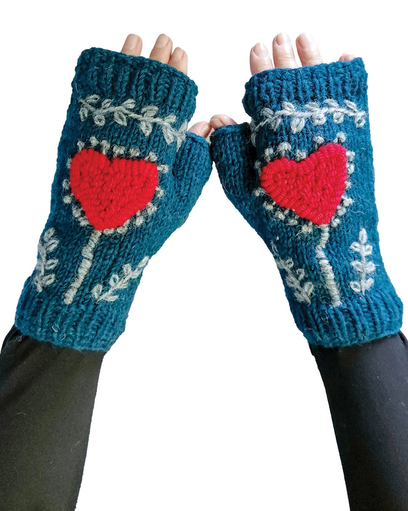 Crochet Heart Fingerless Gloves