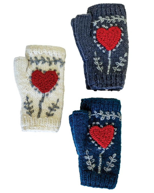 Crochet Heart Fingerless Gloves