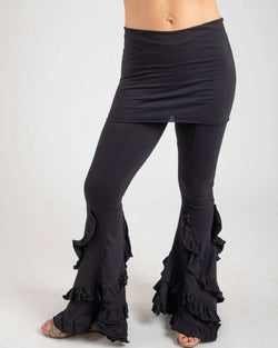 Black Flare Ruffle Pants