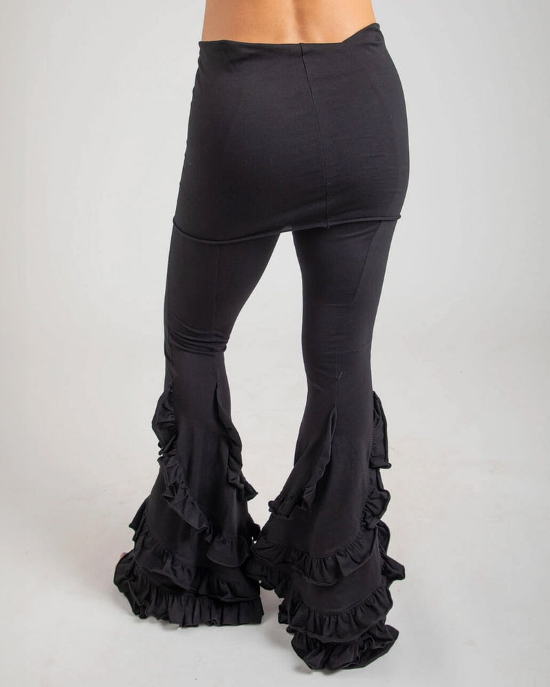 Black Flare Ruffle Pants