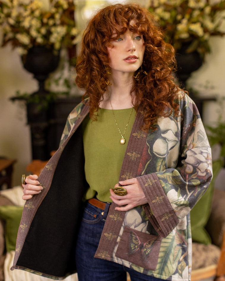 Moon Flower Fleece Cottage Cardigan