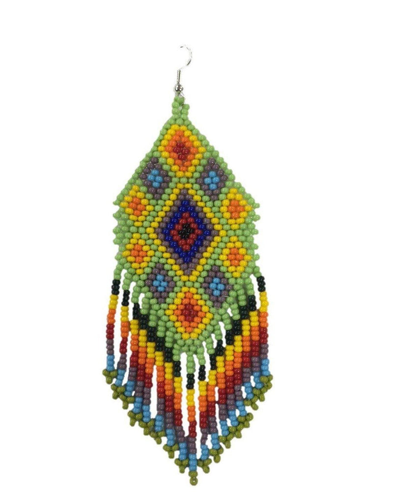 Lime Flor Seed Bead Fringe Earrings (Copy)