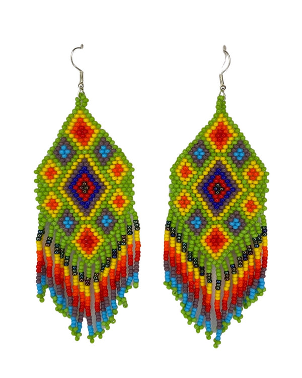 Lime Flor Seed Bead Fringe Earrings (Copy)