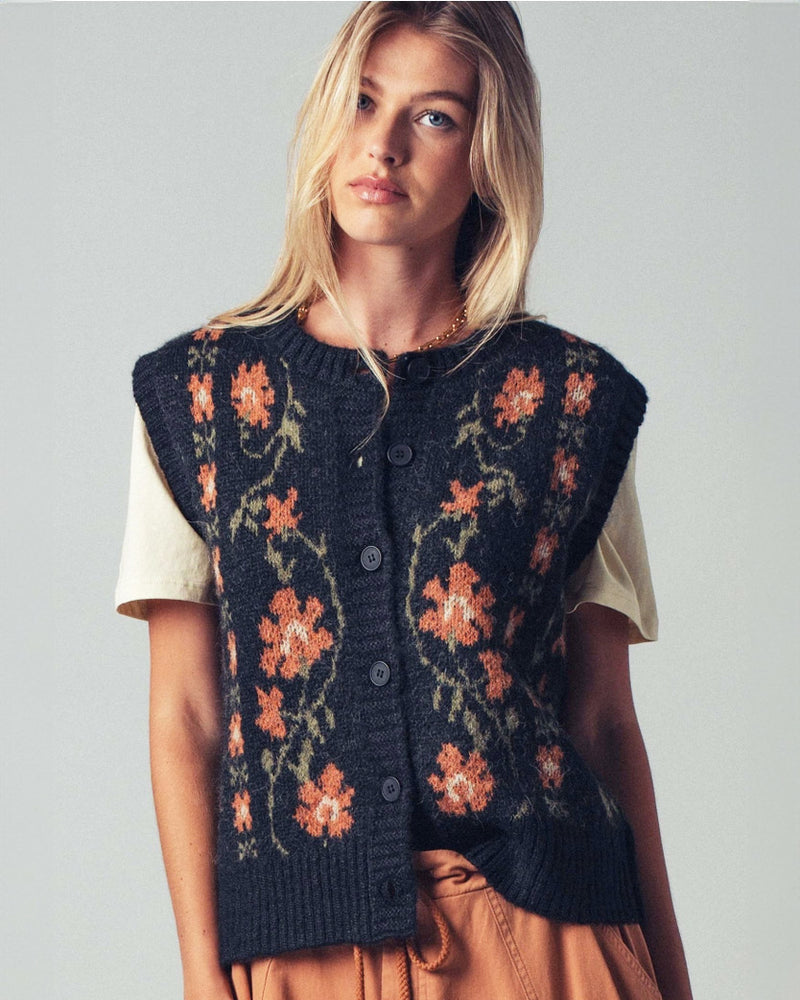 Black Floral Vest