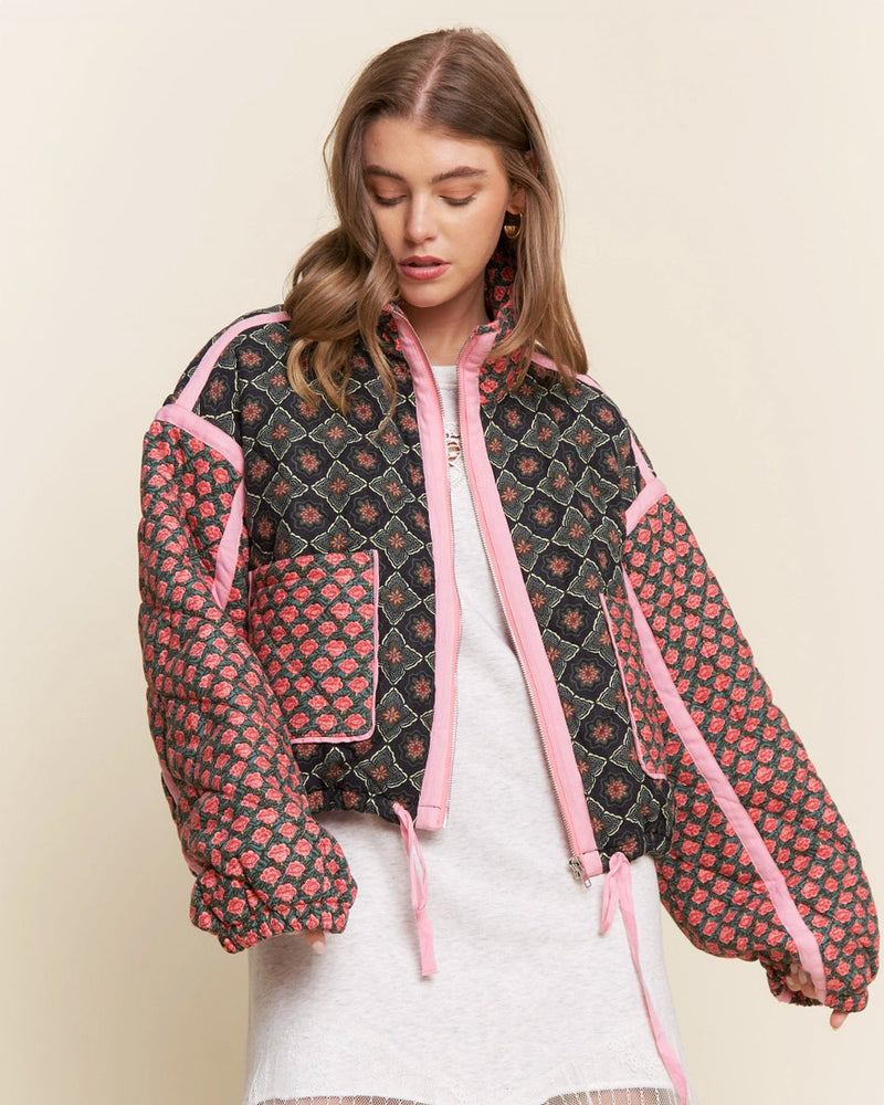 Floral Pattern Quilted Jacket
