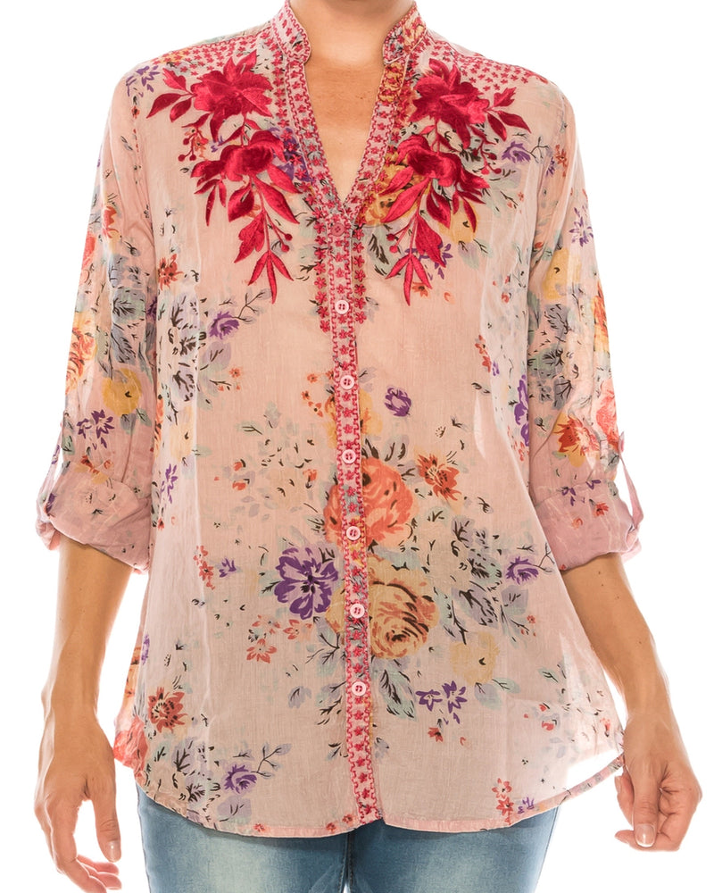 Embroidered Floral Cotton Tunic