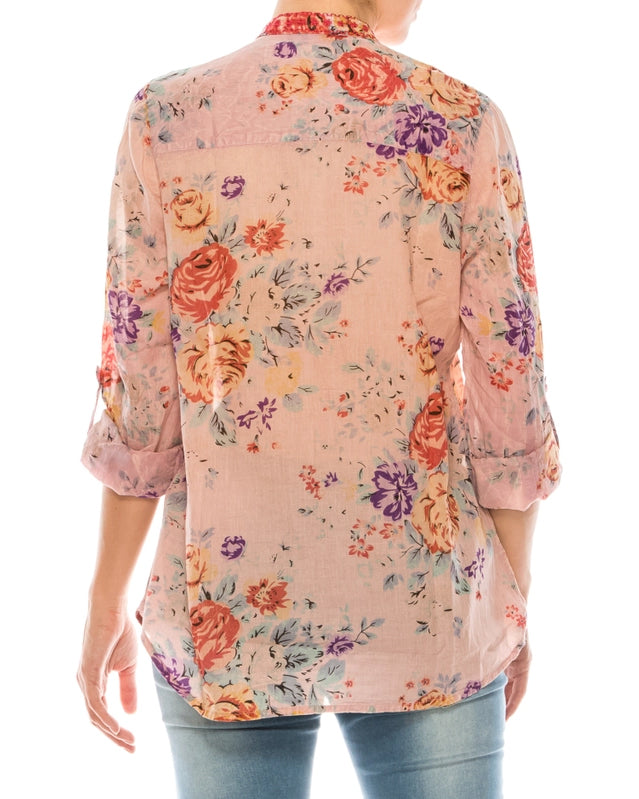 Embroidered Floral Cotton Tunic