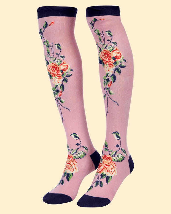 Lilac Floral Vines Long Socks