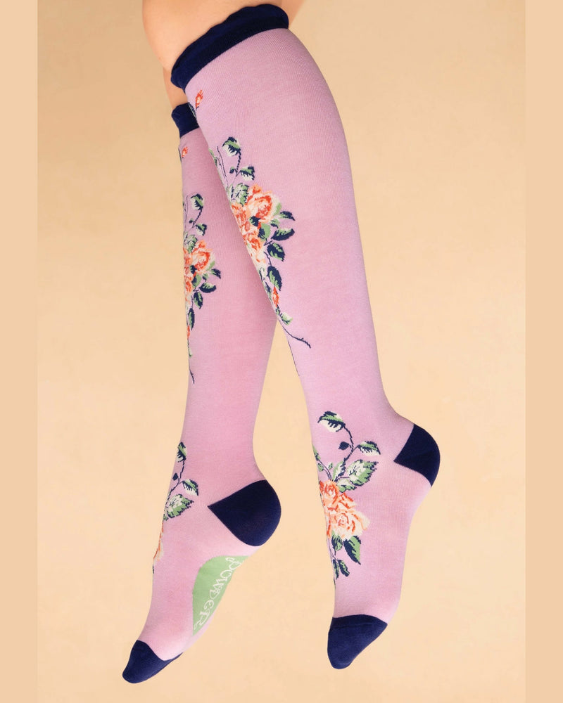 Lilac Floral Vines Long Socks