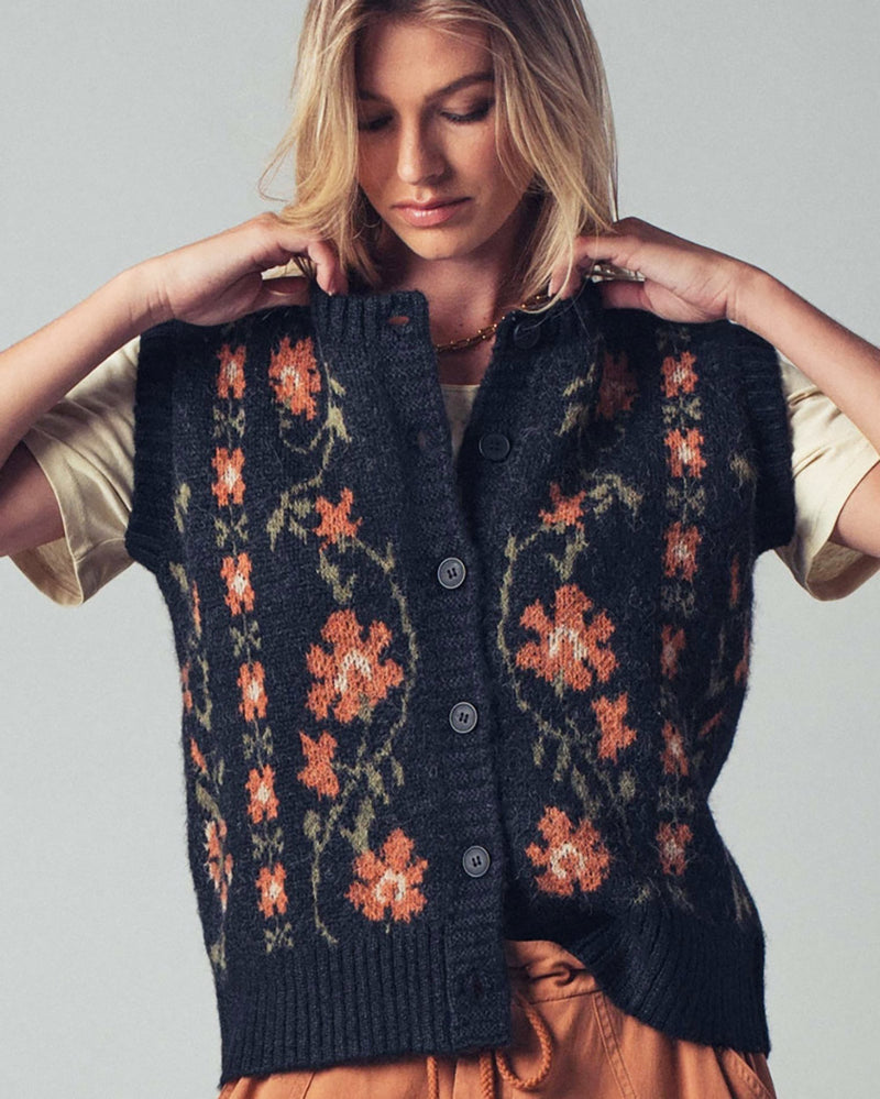 Black Floral Vest