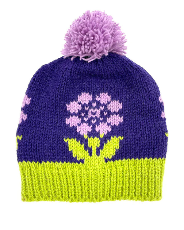 Flower Beanie with Pom Pom