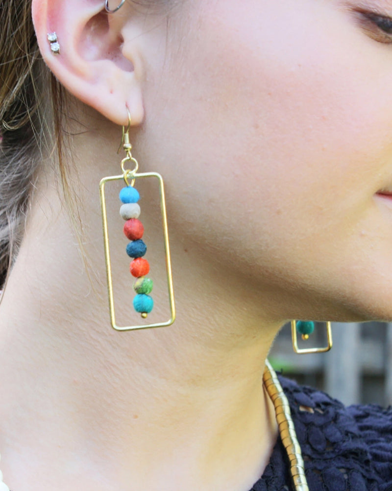 Framed Kantha Earrings