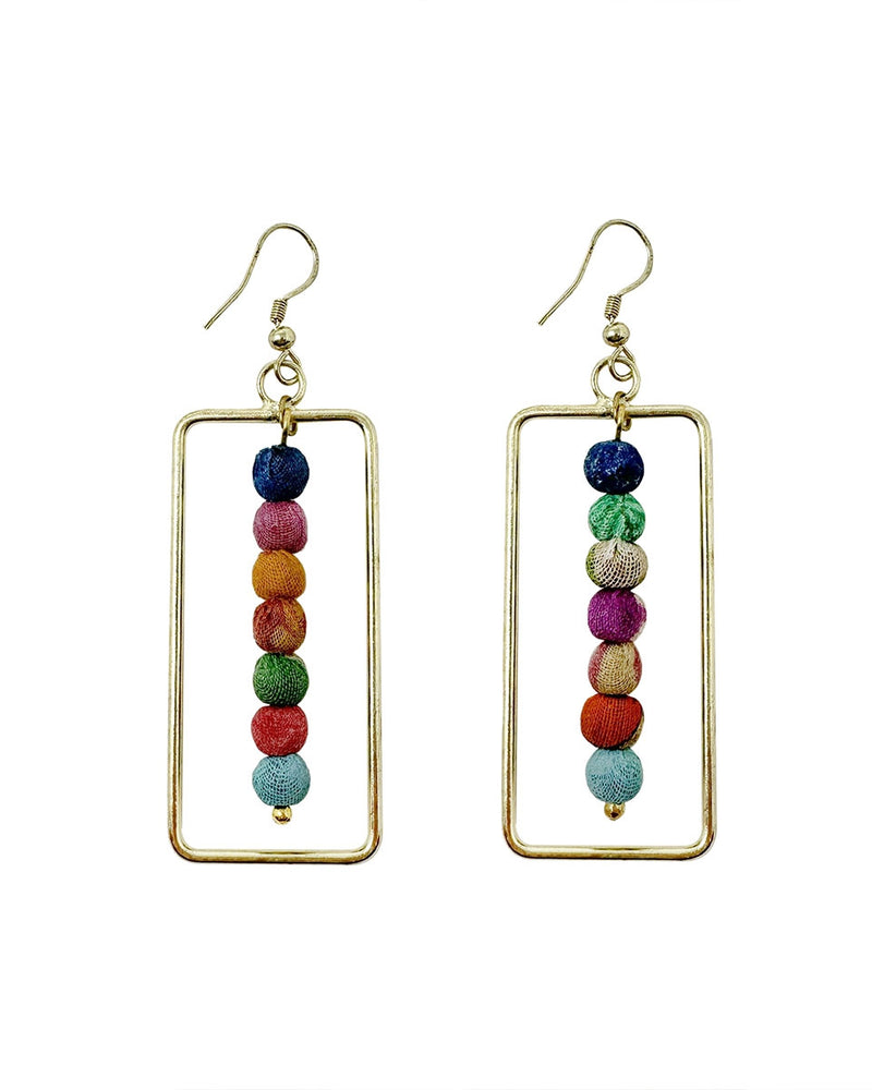 Framed Kantha Earrings